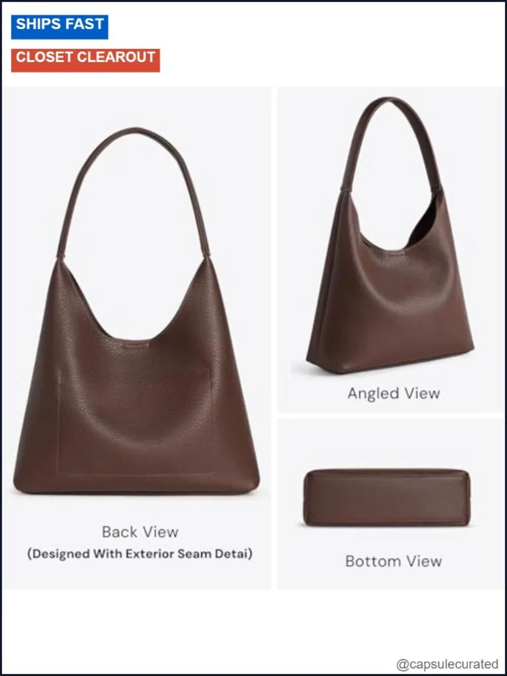 Women's Slouchy Hobo Bag - Soft Vegan Leather Shoulder Purse with Magnetic